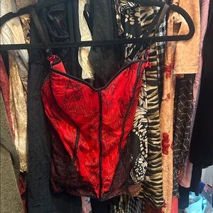 Red Lace Corset Top